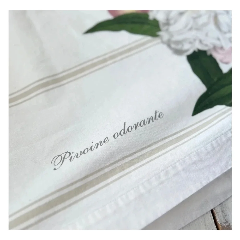 Williams-Sonoma Tablecloth 70x90 White Floral Peony Rose Cotton Cottagecore
